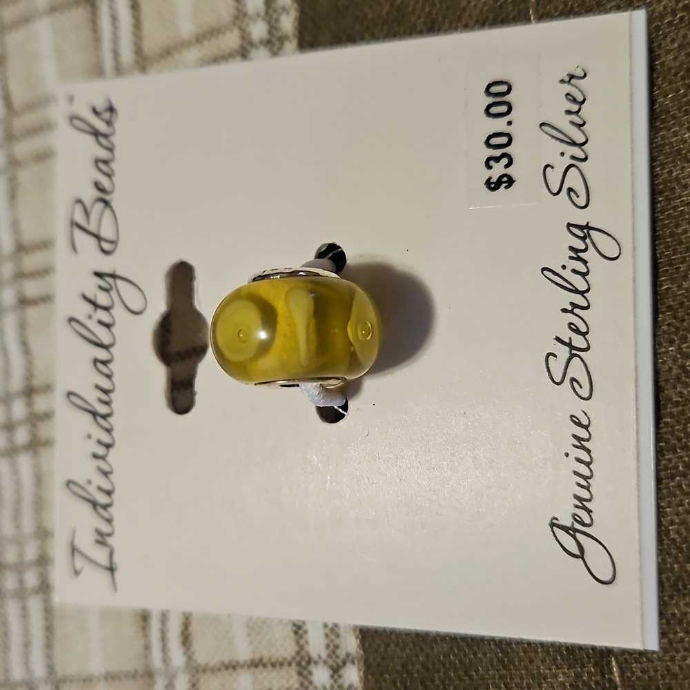 NWT Individuality Beads Genuine Sterling Silver Yellow Bead Bracelet/Necklace